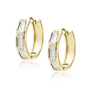 Cercei rotunzi argint placati cu aur galben Ø15 mm x 4 mm cu pietre DiAmanti Z2102DEG_W-DIA (Argint 925‰ 3 g.)